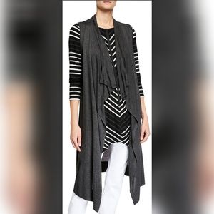 🆕️Joan Vass cascading cardigan vest w/ribbed trim